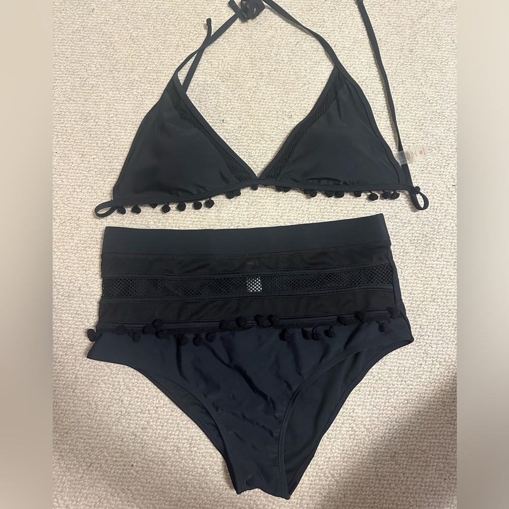 Black high waste bikini